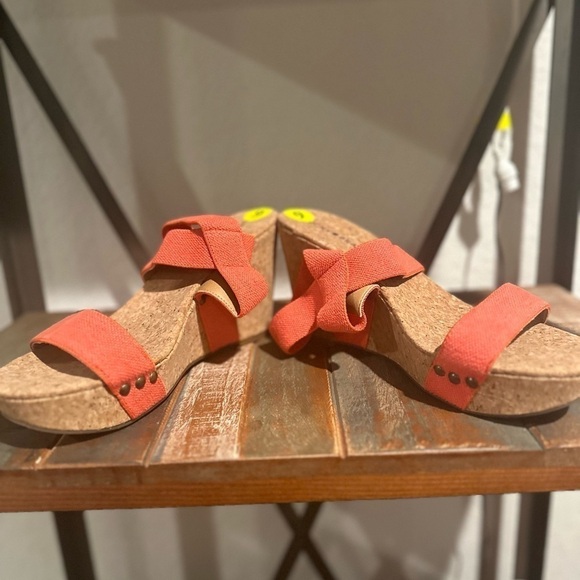 NWT Lucky Brand Maxyne Cork Wedge sandals pumps ankle strap open toed size 9 - Picture 6 of 10